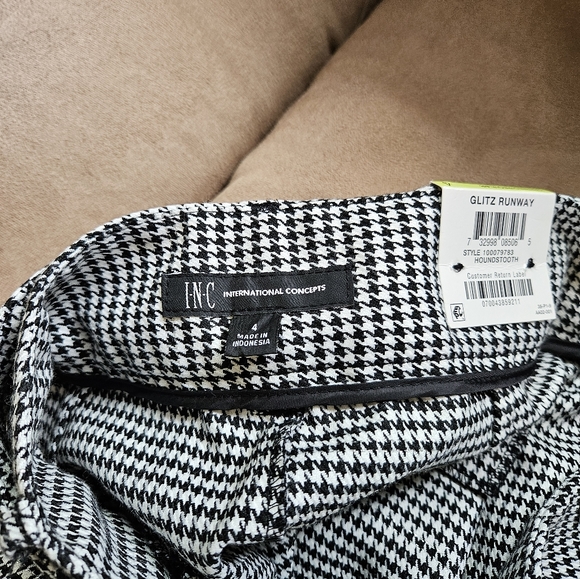 I-N-C International Concepts Glitz Runway Mid Rise Tapered Leg Reg Houndstooth - Picture 8 of 12